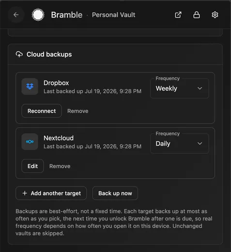 Scheduled cloud backups